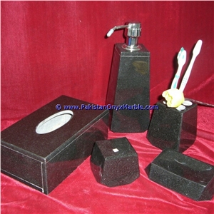 Marble Bathroom Accessories Set Jet Black Tumbler