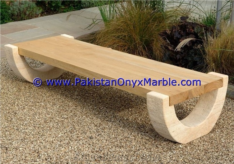Marble Benches Table Natural Teakwood Burmateak