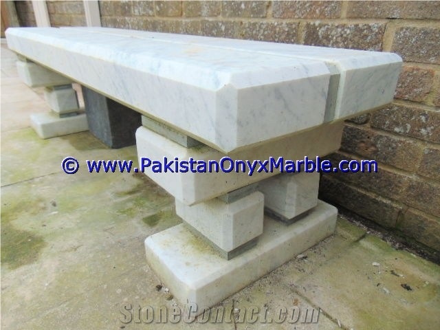 Marble Benches Table Natural Ziarat White