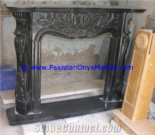 Marble Fireplaces Black and Gold , Jet Black
