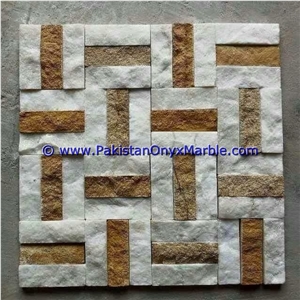 Marble Mosaic Tiles Natural Rough Split Face