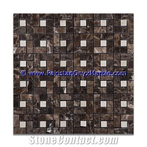 Marble Mosaic Tiles Pietra Brown Emperadore