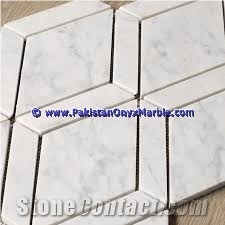 Marble Mosaic Tiles Ziarat Carrara White Diamond