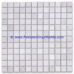 Marble Mosaic Tiles Ziarat Carrara White Square