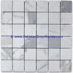 Marble Mosaic Tiles Ziarat Carrara White Square