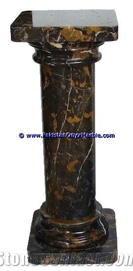 Marble Pedestals Stand Display Black and Gold