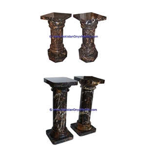 Marble Pedestals Stand Display Black and Gold