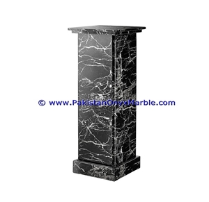 Marble Pedestals Stand Display Black Zebra Marble