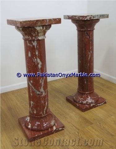 Marble Pedestals Stand Display Red Zebra Marble