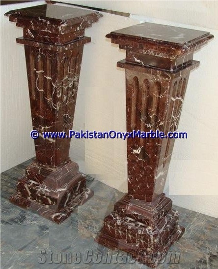 Marble Pedestals Stand Display Red Zebra Marble