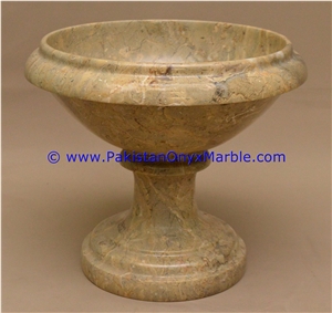 Marble Planters Handcarved Decorated Beige Color