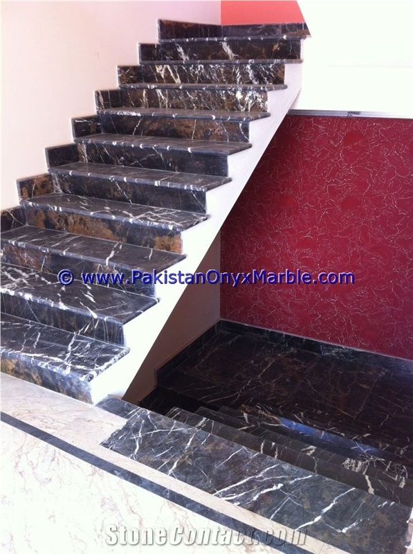 Marble Stairs Steps Risers Black and Gold