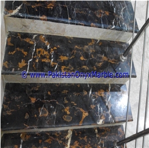 Marble Stairs Steps Risers Black and Gold