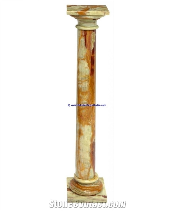 Multi Brown Onyx Columns Handcarved Pillars