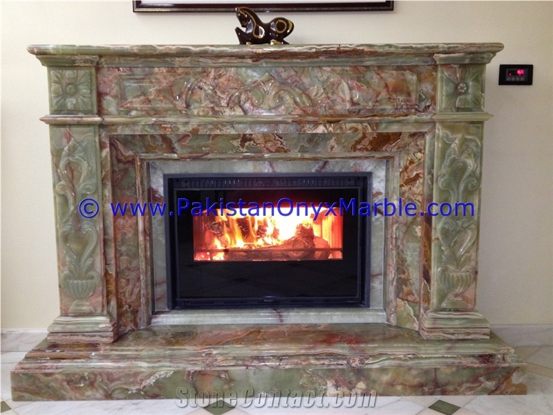 Multi Brown Onyx Fireplaces Decoration