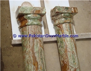 Multi Green Onyx Columns Handcarved Pillars