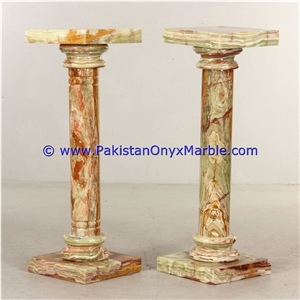 Multi Green Onyx Pedestals Hand Carved Pillars