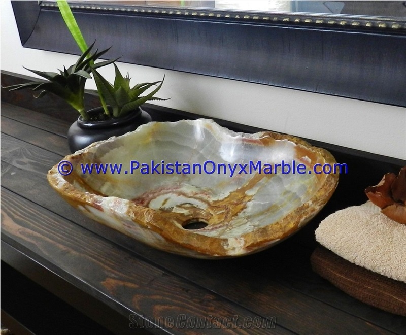 Multi Green Onyx Rough Rectangle Shaped Sinks