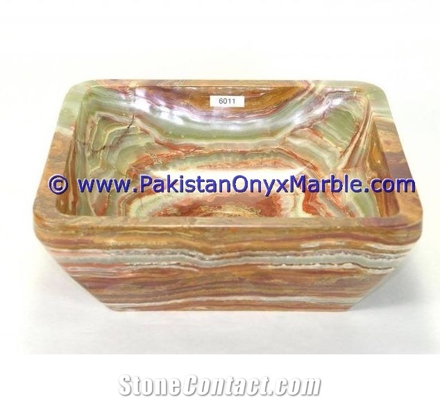 Multi Green Onyx Square Sinks Basins Collection