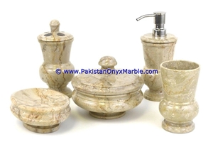 Pakistan Fossil Marble Bathroom Accessories Set Fossil Coral