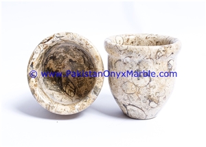 Pakistan Fossil Marble Tea Set Sugar Milk Pot Saucer Tea