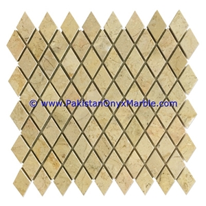 Pakistan Sahara Beige Marble Mosaic Tiles Basket Weave