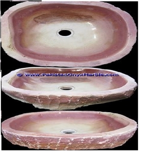 Pink Onyx Oval Shaped Sinks Basins Collection