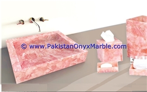Pink Onyx Rectangle Shaped Sinks Basins Collection