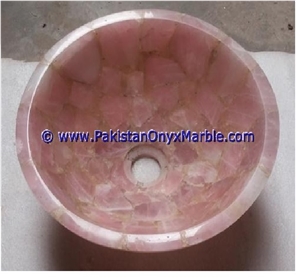 Pink Onyx Round Bowl Sinks Basins Collection