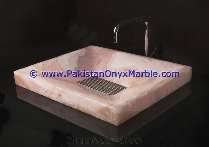 Pink Onyx Square Sinks Basins Collection
