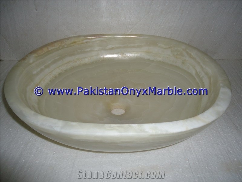 Pure White Onyx Oval Shaped Sinks Basins