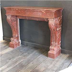 Roso Delicato Marble Fireplaces Red Marble Handcarved Modern Style