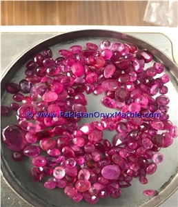 Ruby Faceted Cut Stones Shapes Round Oval Emerald