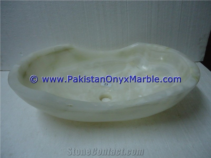 White Onyx Boat Shaped Sinks Basins Collection