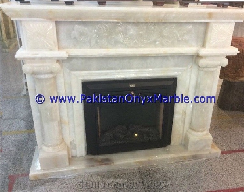 White Onyx Fireplaces