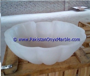 White Onyx Flower Shaped Sinks Basins Collection
