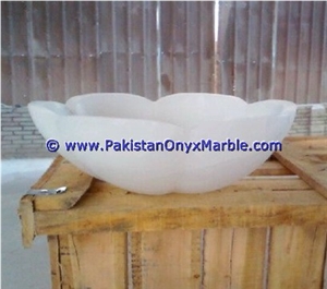 White Onyx Flower Shaped Sinks Basins Collection