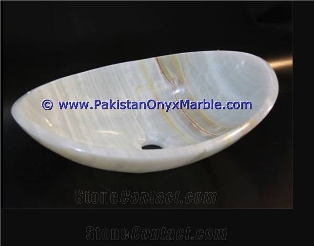 White Onyx Oval Shaped Sinks Basins Collection