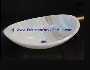White Onyx Oval Shaped Sinks Basins Collection