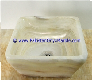 White Onyx Square Sinks Basins Collection
