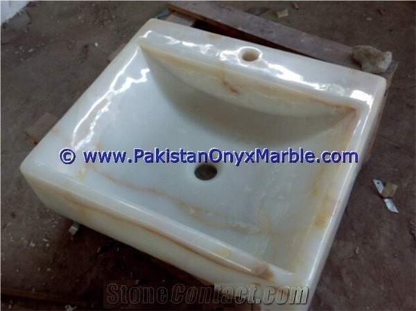 White Onyx Square Sinks Basins Collection