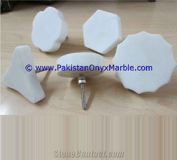 Ziarat White Marble Knobs Cabinets Drawer Door