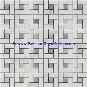 Ziarat White Marble Mosaic Tiles Ziarat Carrara White Pinwheel