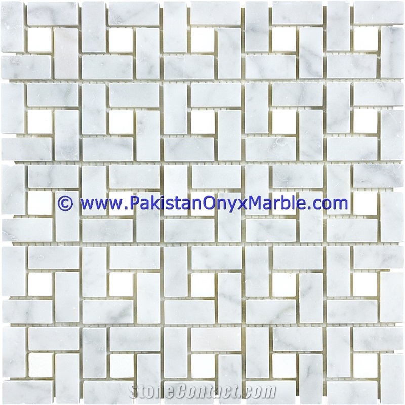 Ziarat White Marble Mosaic Tiles Ziarat Carrara White Pinwheel