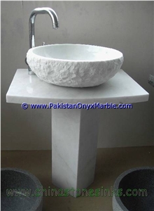 Ziarat White Marble Pedestals Sinks Basins