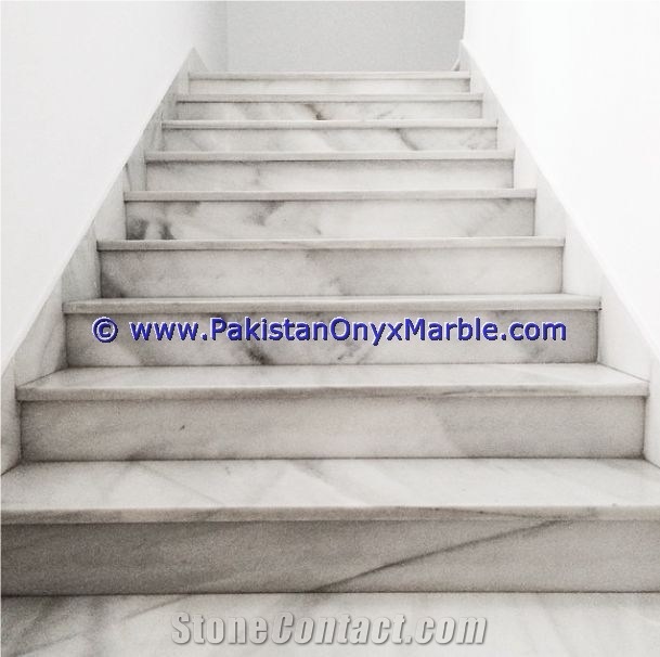 Ziarat White Marble Stairs Steps Risers