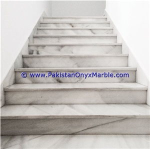 Ziarat White Marble Stairs Steps Risers
