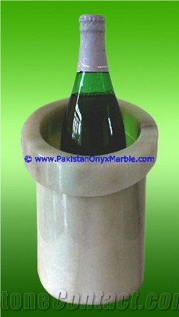 Ziarat White Marble Wine Bottle Cooler Ice Bucket