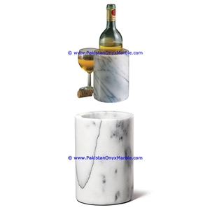 Ziarat White Marble Wine Bottle Cooler Ice Bucket