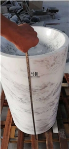 Carrara White/Oval Polished Marble Wash Basin